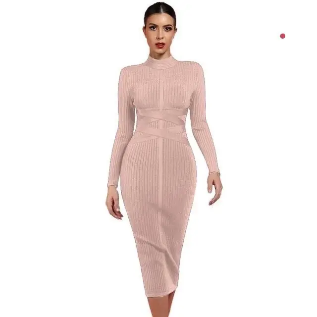 

2020 bangdage nude sheath mermaid evening dresses pink tea length