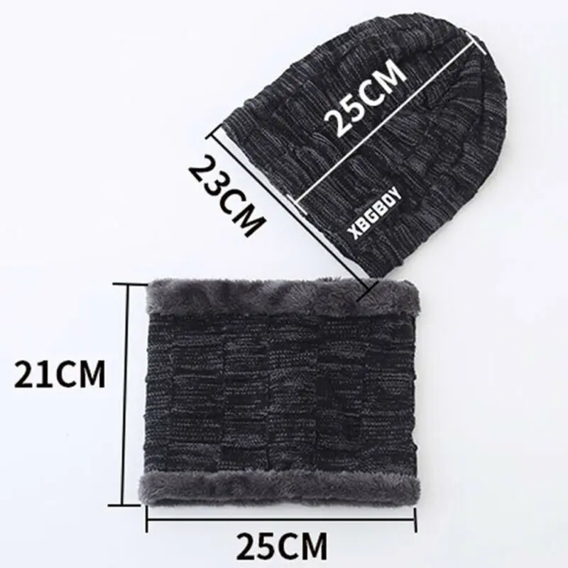 2 шт. ретро мужские шапки Skullcap и теплый шарф на шею комплект Зимний вязаный