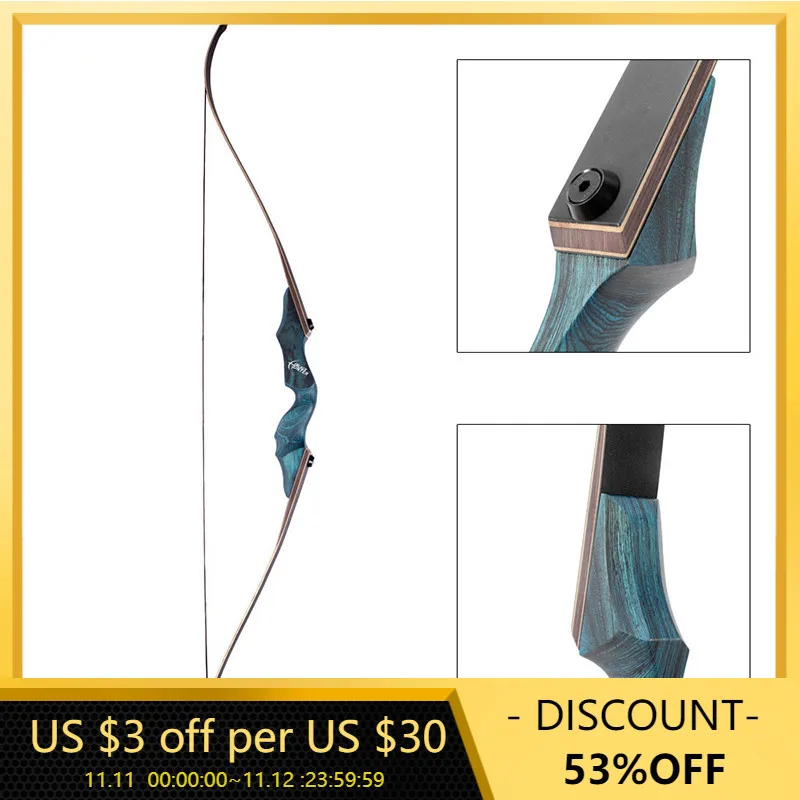 

Lingyun Black Hunter Archery Bow Recurve Bow Split Traditional Bow Outdoor Competition Competitive Archery 20-60 Lbs
