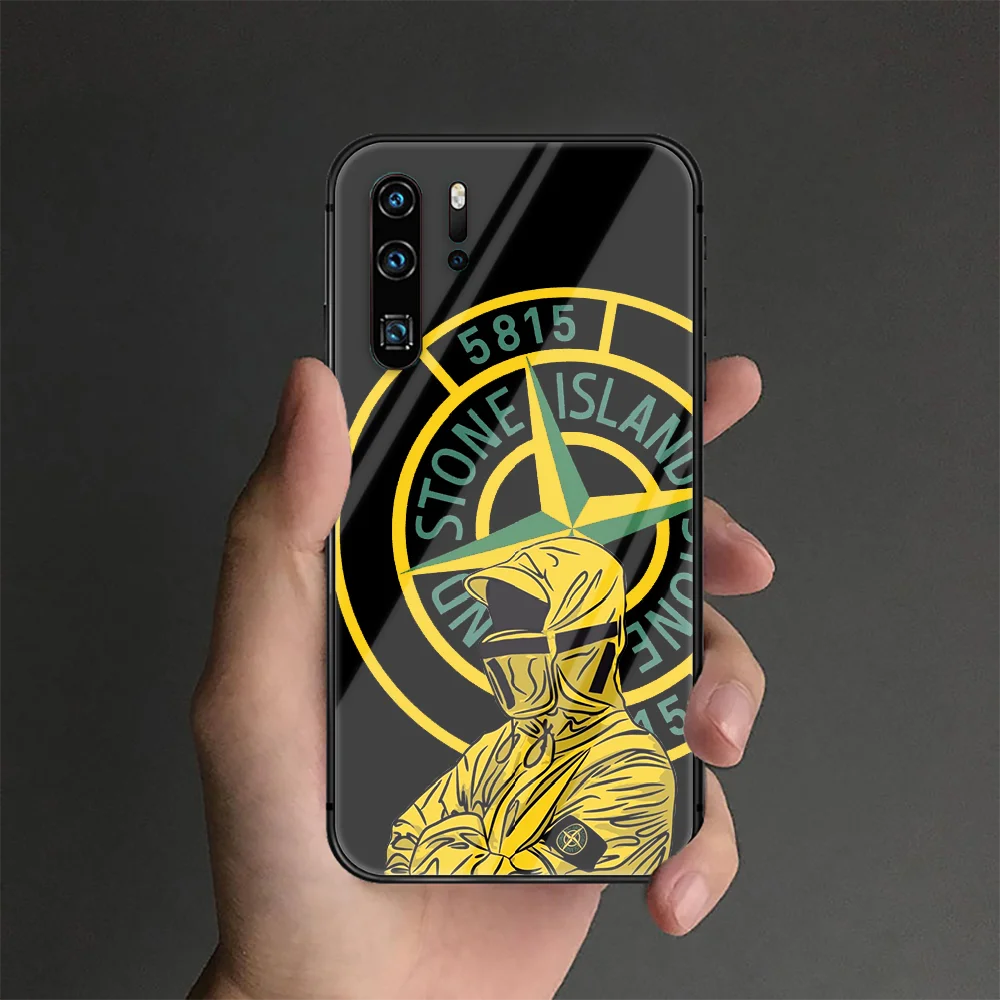 

Stones And Island Brand Phone Tempered Glass Case Cover For Huawei P Nova Mate 5T 20 30 40 Pro Lite Smart 2019 2021 Hot Black