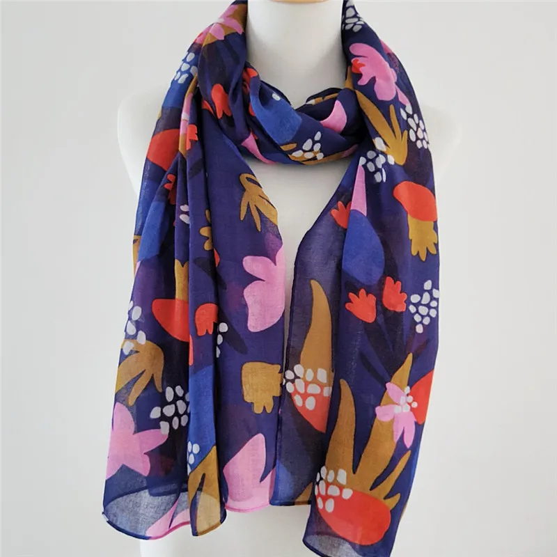 2020 New Spring Flower Print Soft Scarves Shawls Long Beach Viscose Floral Wrap Scarf Hijab Free Shipping |