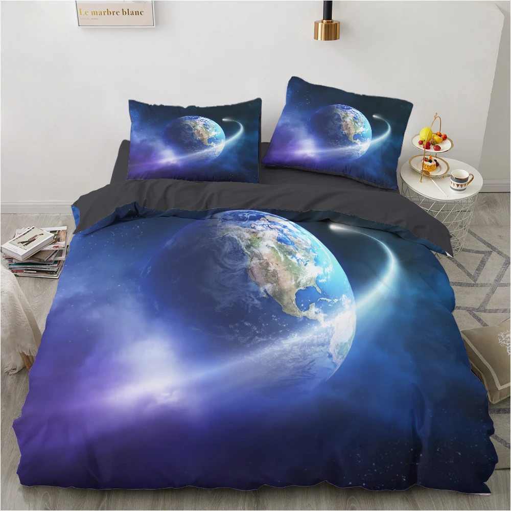 

Евро Семейные комплекты Комплект постельного белья для дома постельное белье пододеяльник 150*200 200*220 размер покрывало 7 шт. Galaxy Синий earth drop