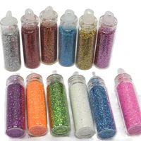 12 bottles mini glass vial charm nail art glitter powder crafts dust nail tips