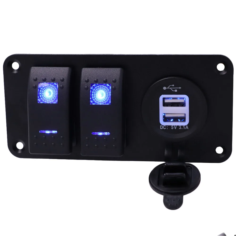 

2 банды переключатель панель для лодки яхты морской Мотоцикл Грузовик 3.1A двойной USB разъем сплиттер водонепроницаемый цепи рокер Swich Новый