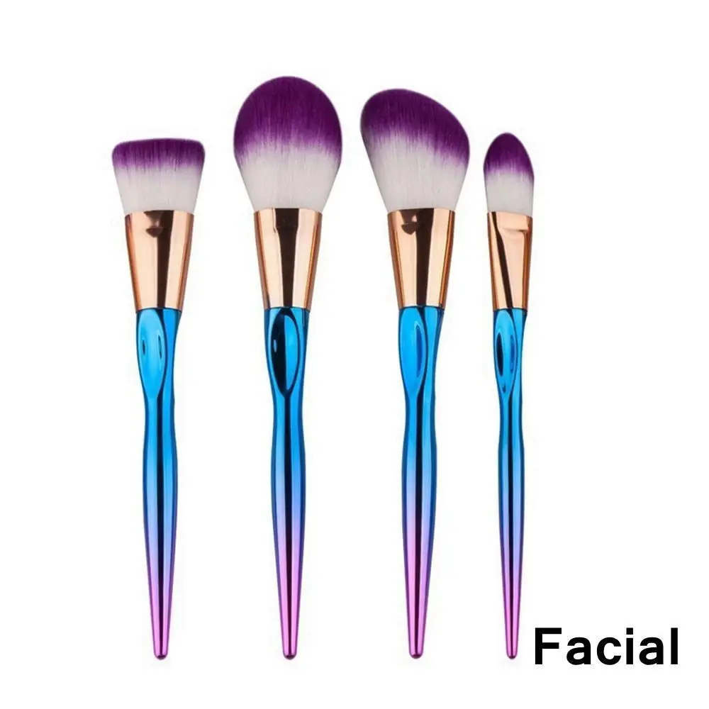 SCA-4pcs-2 4/8 шт. набор металлических кистей для макияжа, косметические тональный крем для лица Мощность тени для век Карандаш для глаз набор кистей для макияжа Набор для макияжа бровей, ватным тампоном Dfdf - Handle Color: SCA-4pcs-2