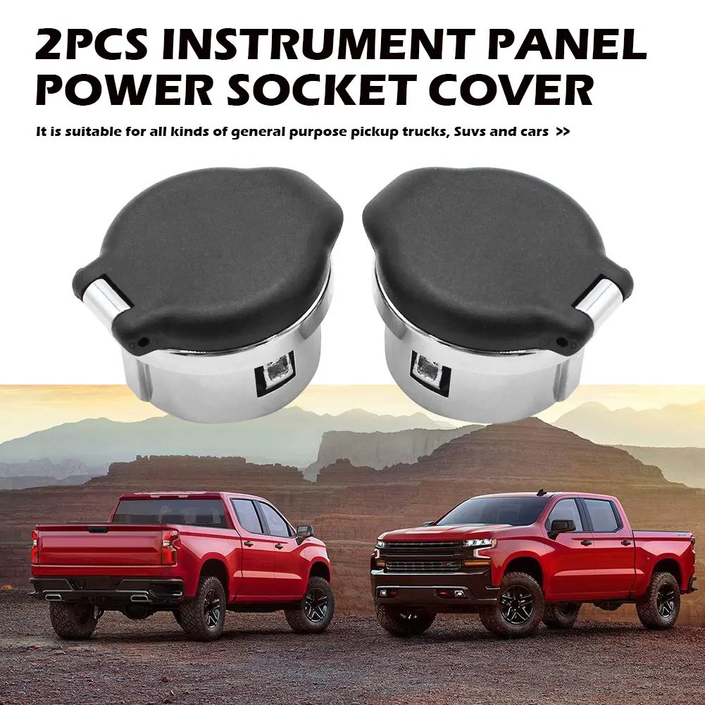 

2x Chrome Dash Power Outlet Retainer Cover for Silverado Tahoe Sierra 2007-2013 Dash Power Outlet Cover Receptacle Cap