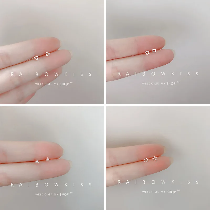 

Simple Geometry Stud Earrings For Women New Trendy Hollow Ear Ring Fashion Student Couples Girls Small Piercing Jewelry Hot Sale