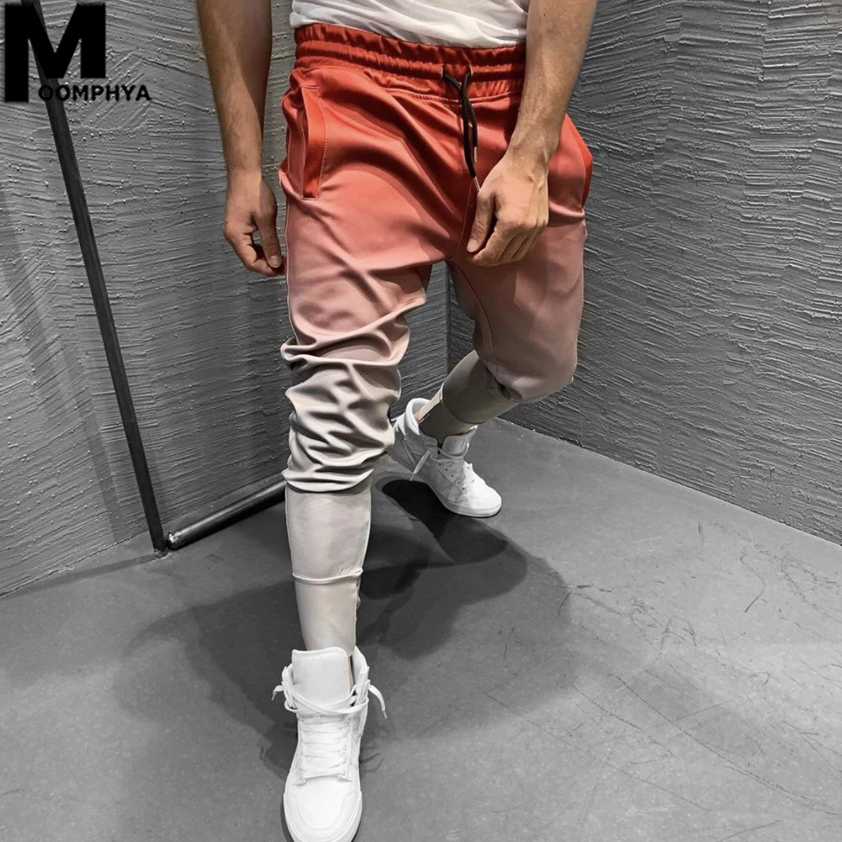Брюки Moomphya мужские с градиентом хип-хоп штаны уличная одежда узкие джоггеры