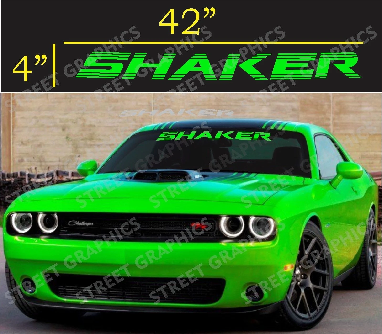 

For DODGE SHAKER WINDSHIELD DECAL STICKERS (LIME )