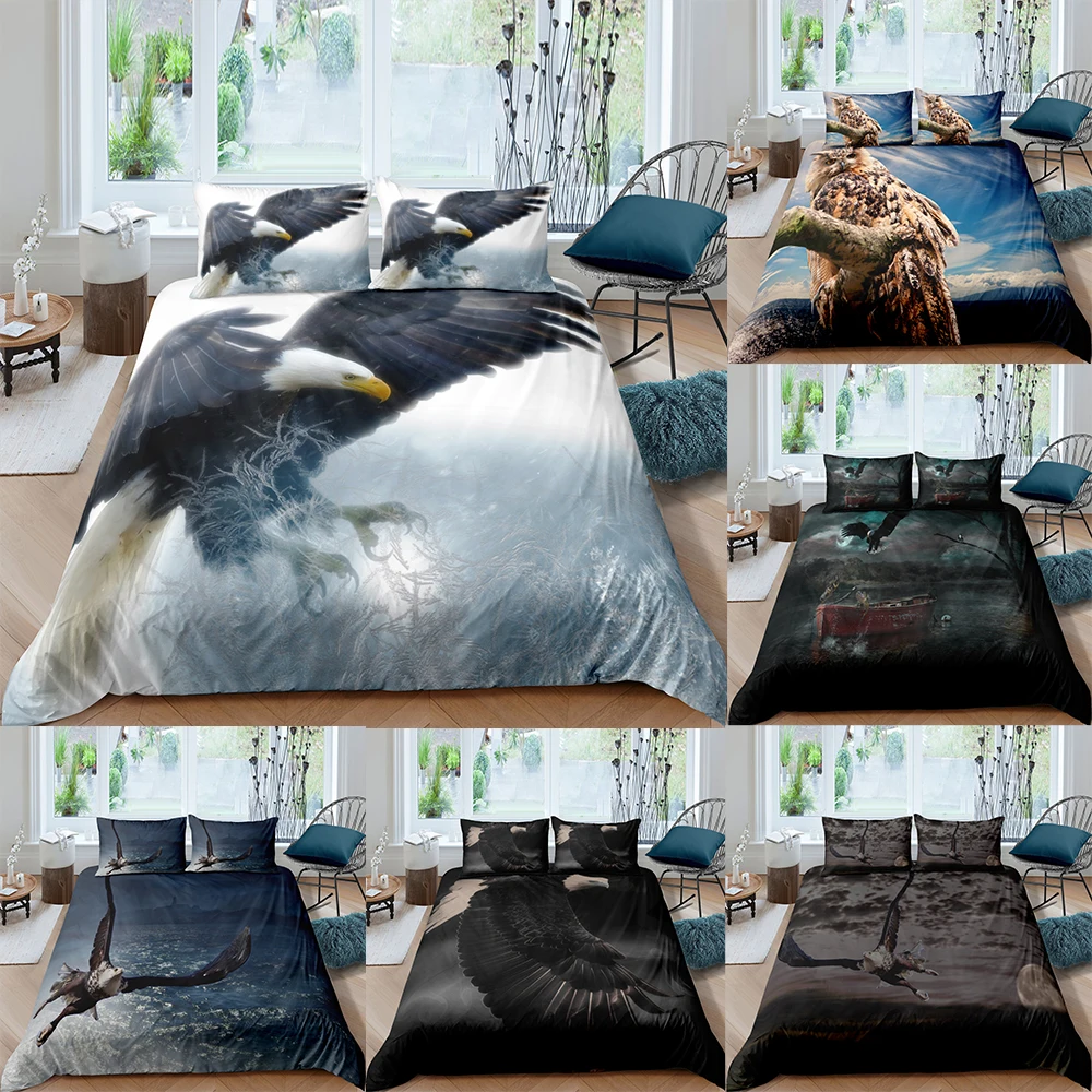

С принтом "Сова", роскошные пододеяльник набор 3D с принтом в виде орла Постельное белье для подростков, детей Размеры постельное белье набор ...