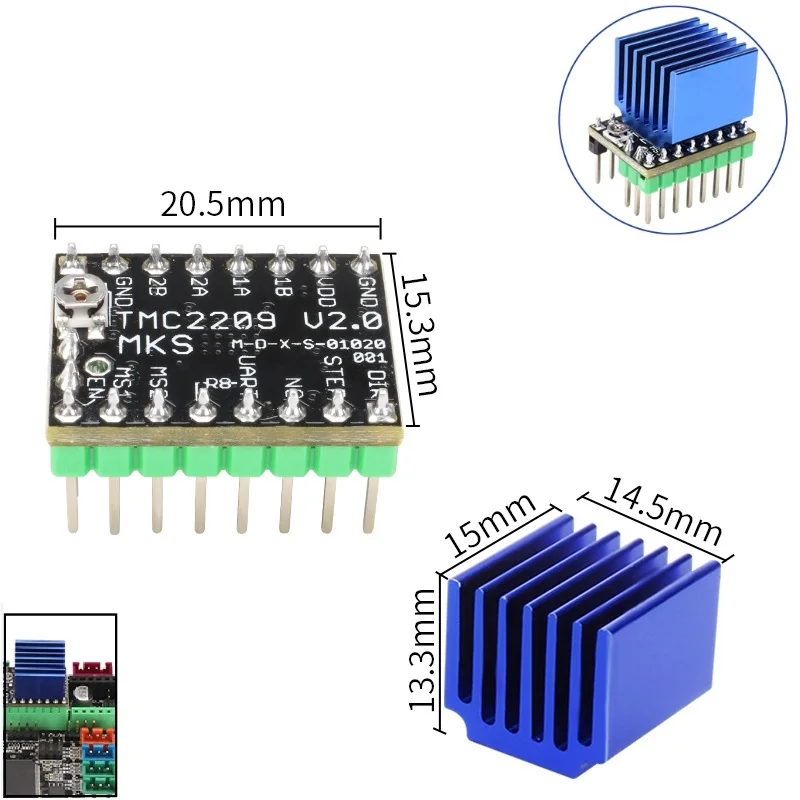 Драйвер шагового двигателя RAMPS MKS TMC2209 2209 StepStick детали для 3D-принтера 2.0A UART