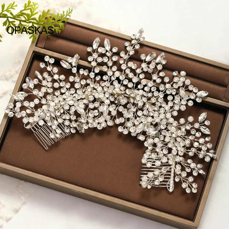 

Oval Round Full Drill Beads Decorated Headband Winding Headband Hand-Woven With Two Combs Headpieces For Bride PT
