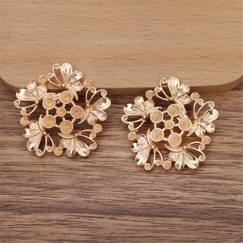 

SIXTY TOWFISH 5 Pieces DIY Jewelry Accessories 36mm Handmade Materials Charms Metal Flower Filigree Flower Slice