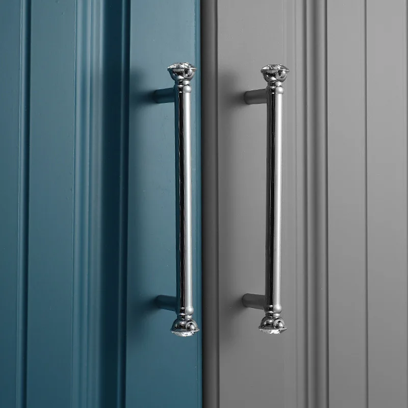 Серебрясветильник роскошная ручка для мебели шкафа технические кристаллы ручки