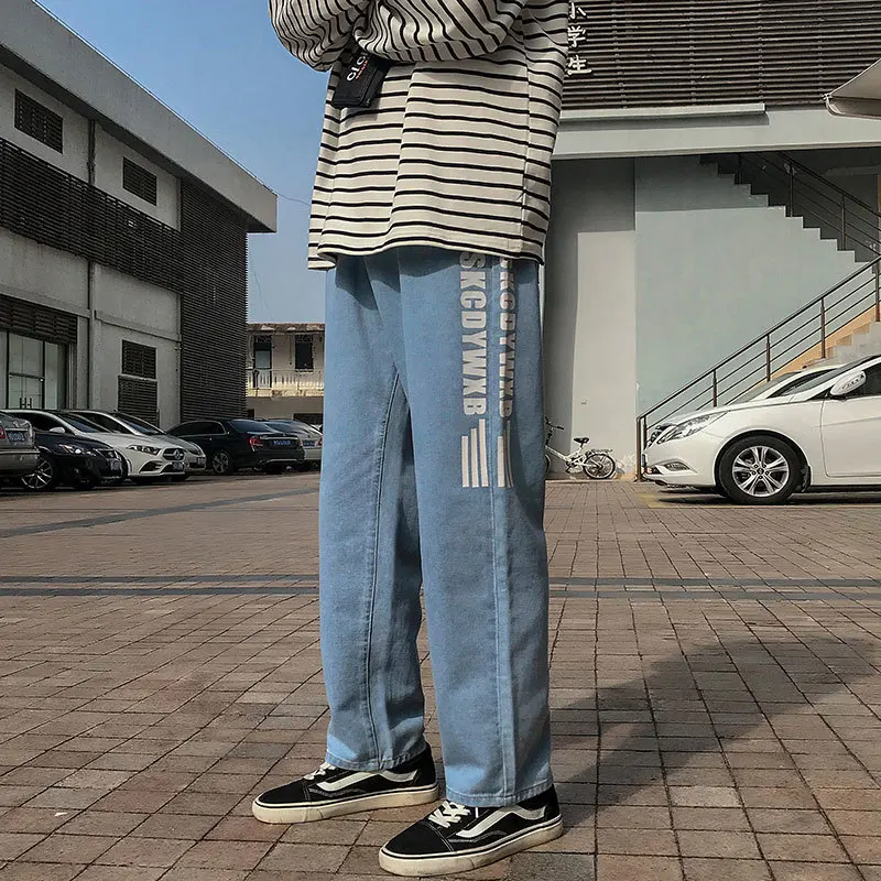Новинка весна-осень 2020 Молодежные популярные мужские джинсы с буквенным принтом