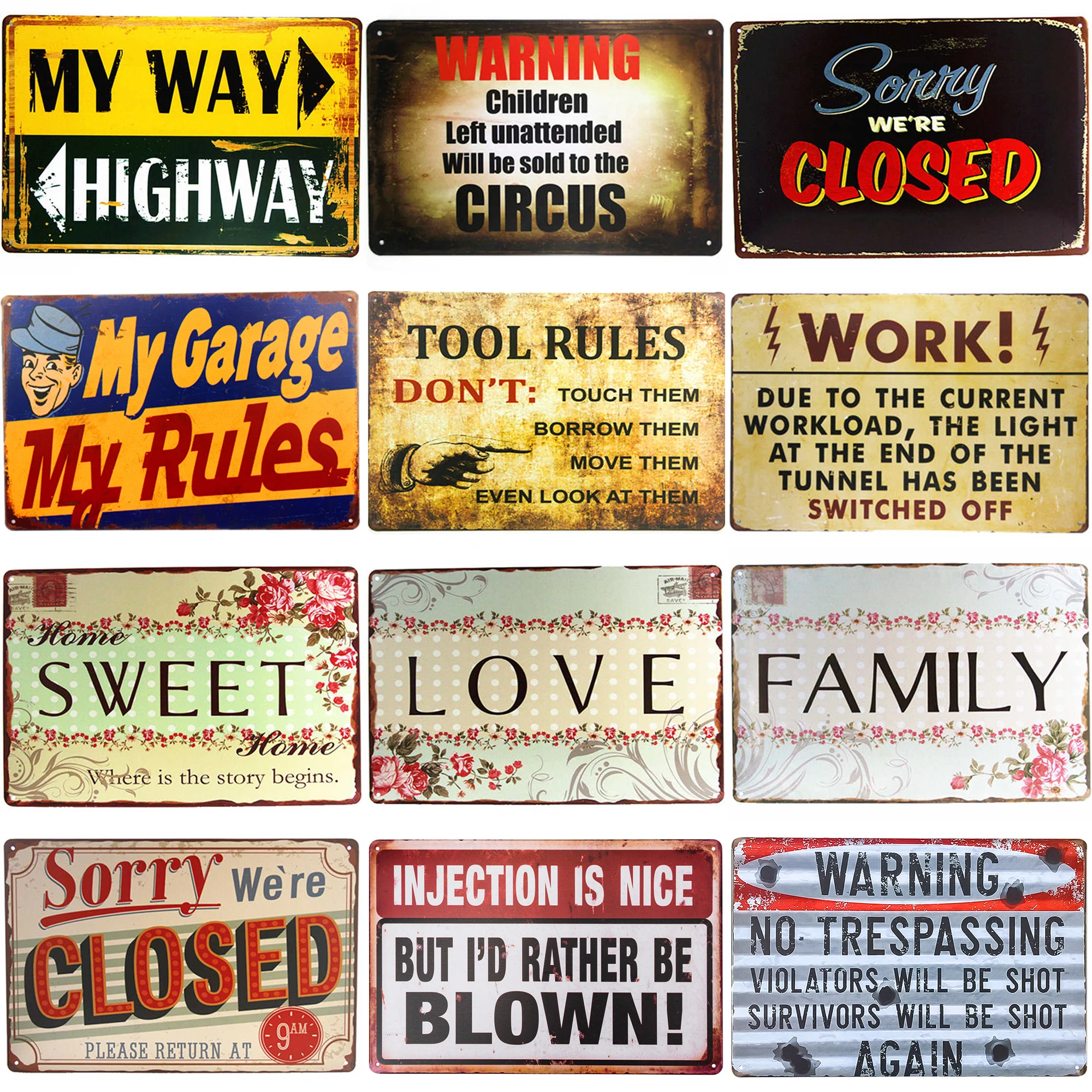 

Sorry we are Closed MY GARAGE MY RULES Sign Plaque Barn or Man Cave Craft Wall Painting