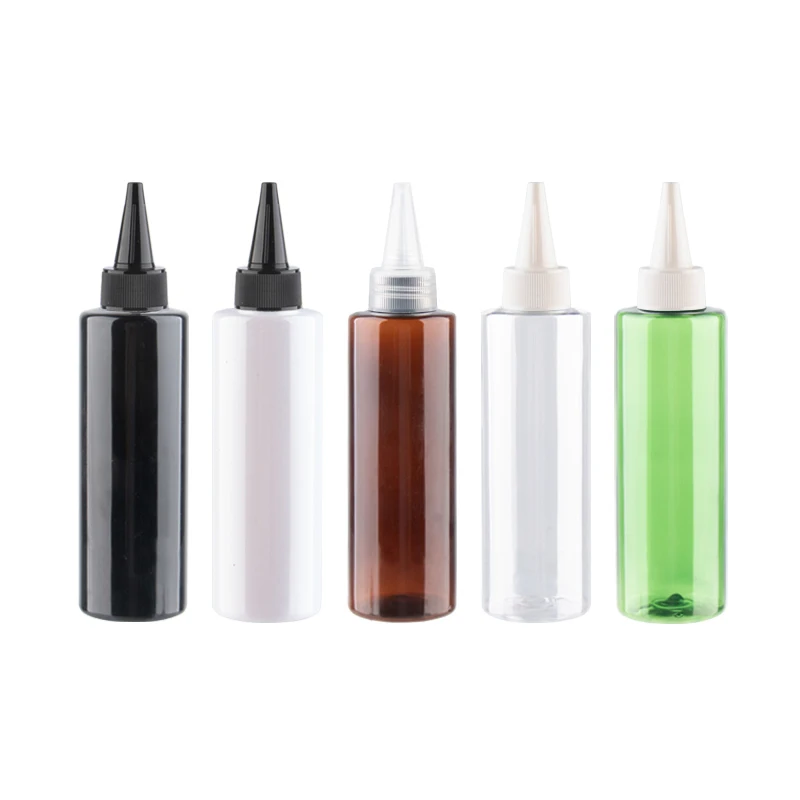 

150ml Colored Empty Plastic Lotion Bottles With Pointed mouth Cap 150cc Clear Black Shampoo PET Cosmetic Bottles 5 oz cosmetics