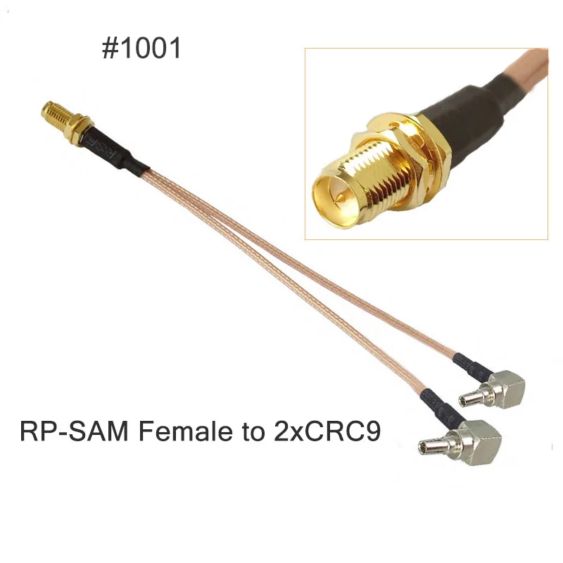 10 шт. RP-SMA/SMA женский 2xCRC9 правый угол штекер Y Тип RG316 свиной хвост кабель 15 см для
