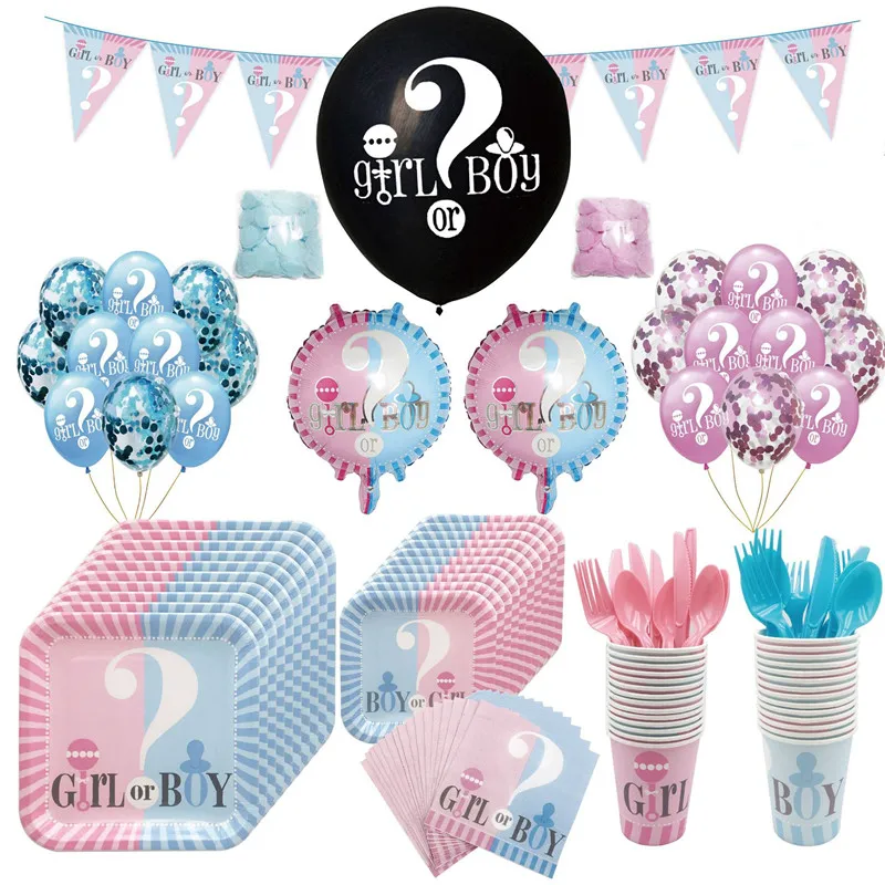 

Gender Reveal Tableware Girl or Boy Latex Balloon Baby Shower Confetti Balloons Birthday Party Decorations Kids Favor Supplies