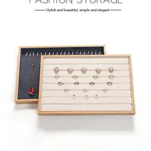 Fashion  Hot Sale  Natural Bamboo Frame Jewelry Box Soft  Velvet Inner Jewellery Tray Rings Necklaces Display Earrings Pendant