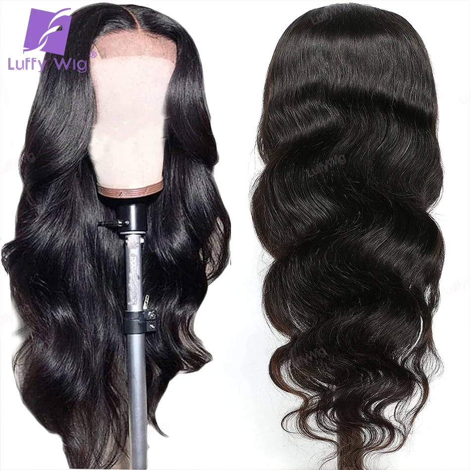 

Body Wave Human Hair 13x6 Lace Frontal Wig Pre-cut Baby Hair 150% Density Brazilian for Black Women Natural Color LUFFY