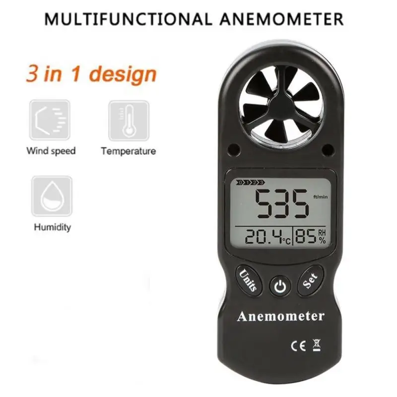 

3-in-1 TL-300 Mini Handheld Multi-function LCD Digital Thermometer Hygrometer Anemometer Wind Speed Barometric Pressure
