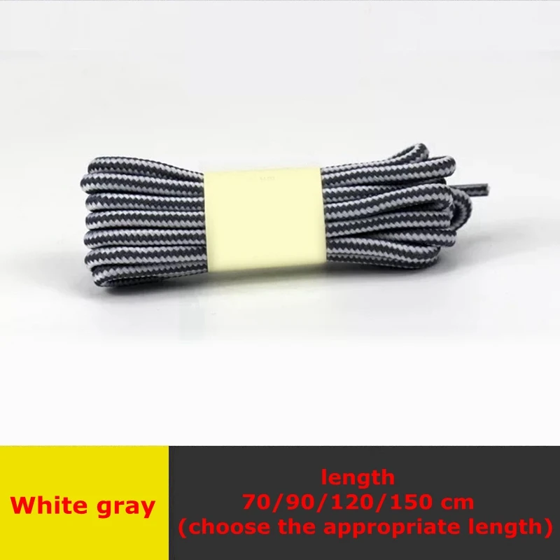 White gray 1 пара обуви martin круглые шнурки для ботинок полосатые двухцветные модные шнурки для прогулок и отдыха спортивная обувь с кружевом 18 цветов - Цвет: White gray