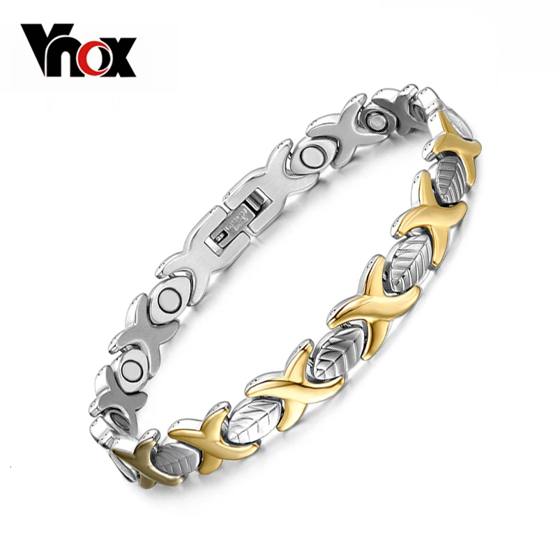Vnox элегантный здоровья магнит браслет для женщин нержавеющая сталь Ювелирные изделия регулируемый размер