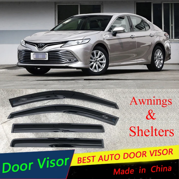 

High Quality 4Pcs Car Side Window Visor Guard Vent Awnings SheltersRain Guard Door Visor For Toyota Camry 2018 2019 2020 2021