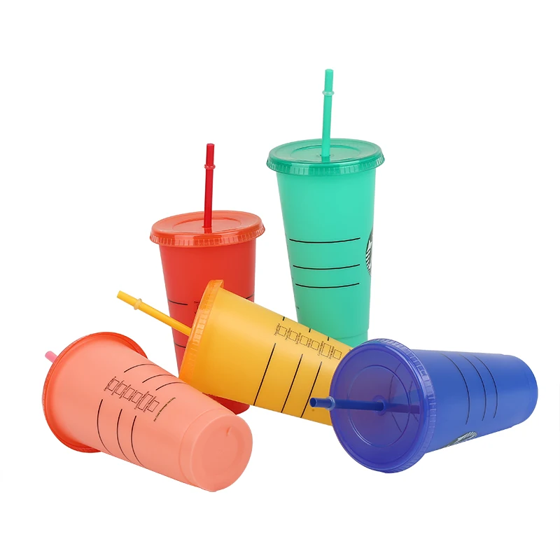 

Color-changing coffee cup with straw cup with lid and logo, reusable cup temperature sensing cup mug tea cup set