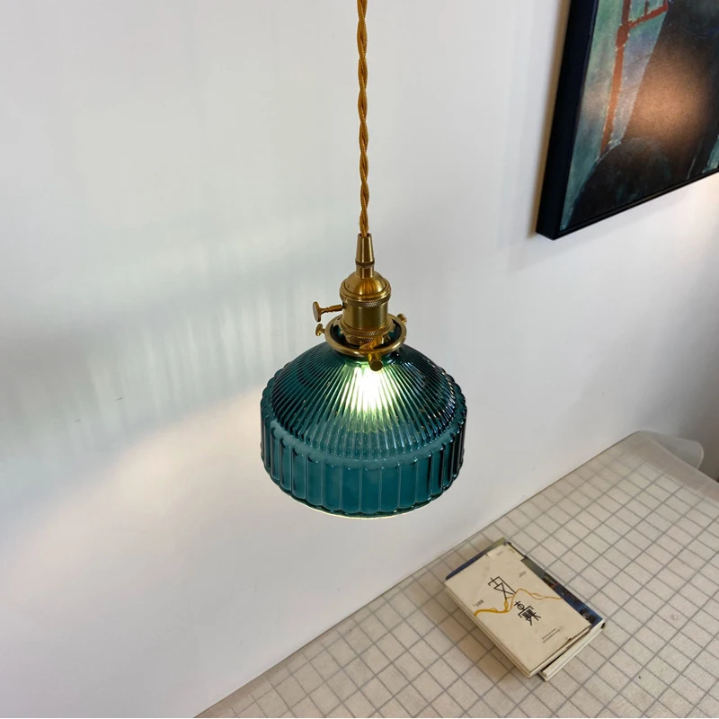 

Japanese Indoor Pendant Lights Glass Luminaria Decoration Modern Brass Led Hanging Lamp for Bedroom Kitchen E27 Bulb Amber Gray