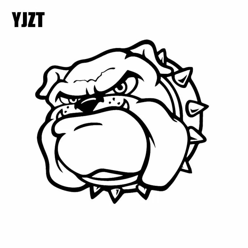 YJZT 13.9X13.2CM Angry собака бульдог Pet воротник заклепки гвардии настенные виниловые
