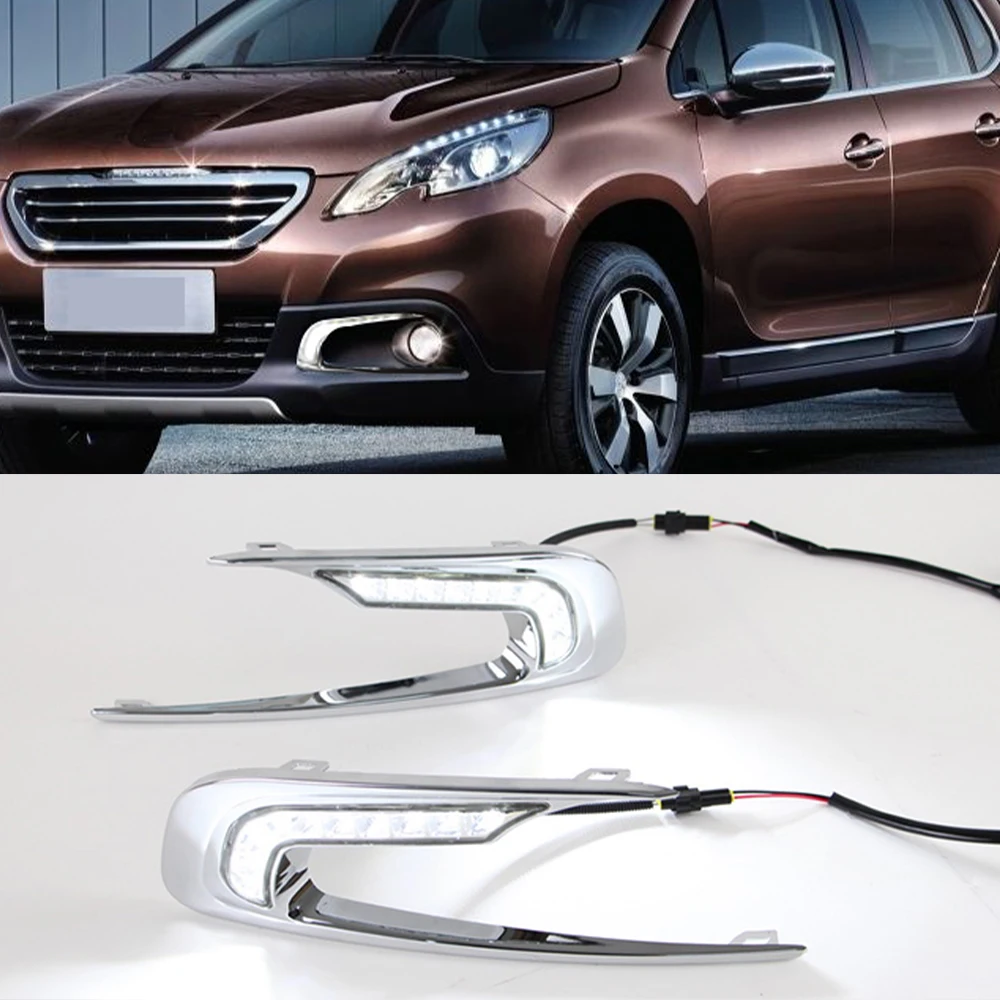 2 шт. автомобильные светодиодсветодиодный дневные ходовые огни для Peugeot 2008 2014 2015