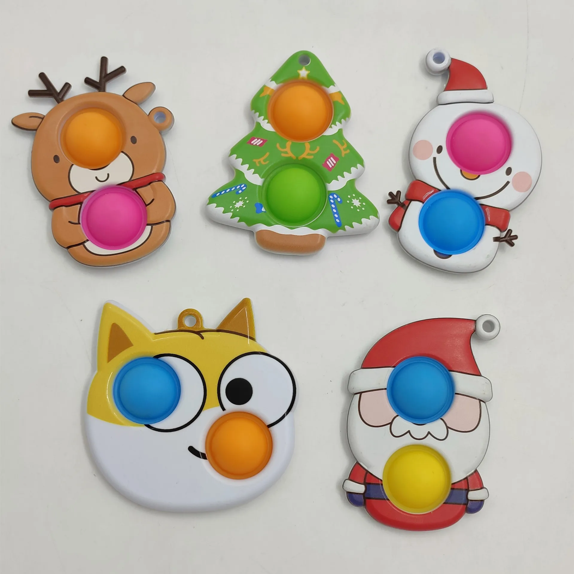 

100pcs Fidget Toy Simple Dimple Christmas series Antistress Toys Santa Snowman Anxiety Relief Kids Children Gift
