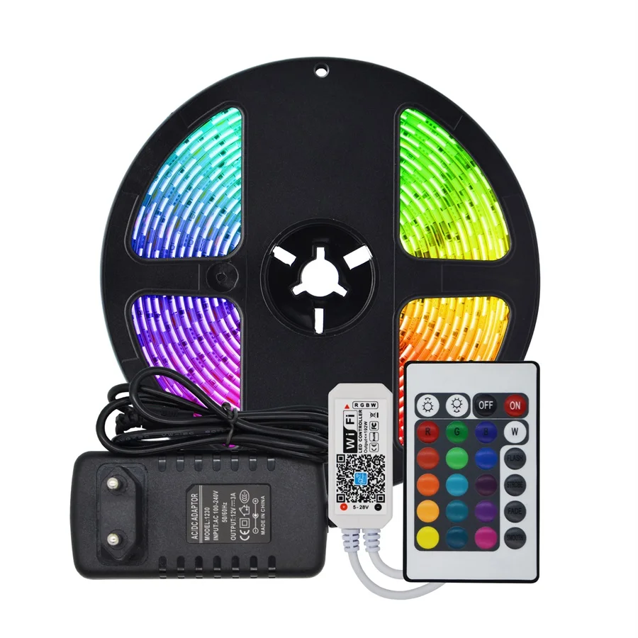Водонепроницаемый 5050 RGB/RGBW/RGBWW WiFi Светодиодные полосы Набор Гибкая светодиодная подсветка беспроводной контроллер для смартфонов 12 В 3A блок питания