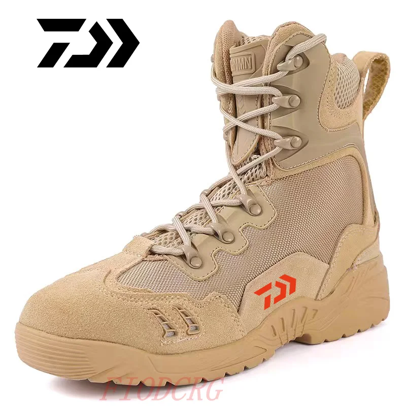 

Daiwa High Tube Tactical Military Combat Desert Boots Camouflage Anti-wear Non-slip Men Outdoor Hiking Trekking Fishing Shoes