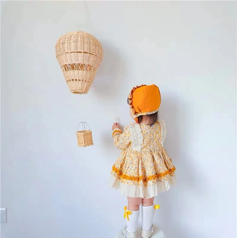 От 0 до 7 лет осенне-зимнее желтое бальное платье принцессы с длинными рукавами и