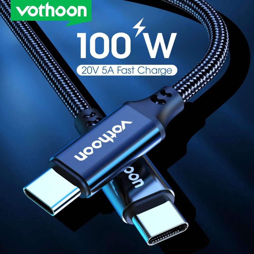  - Vothoon 100W USB Type C To USB C Cable USB C PD Fast Charging Charger Wire Cord For Macbook Samsung S21 Xiaomi Type-C USBC Cable