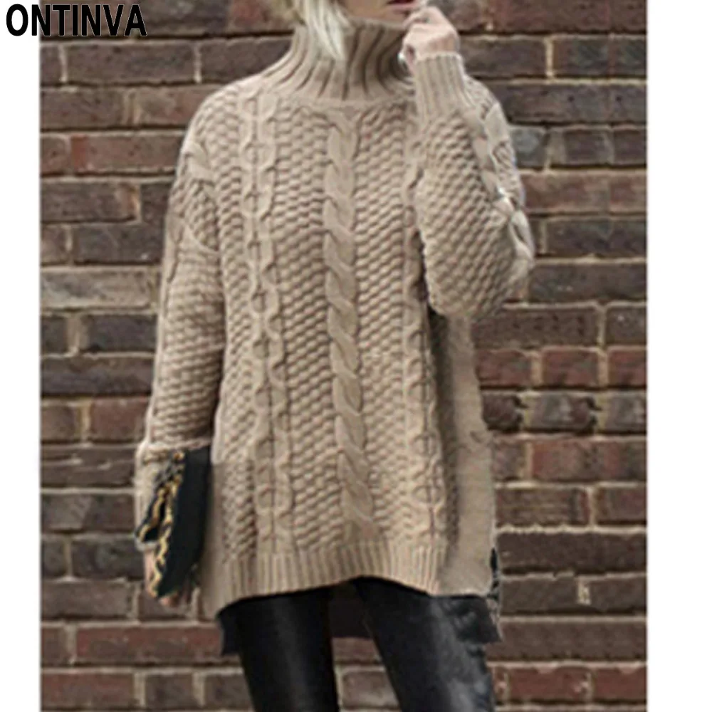 Вязаный свитер водолазка с узором твист зимние свитера больших размеров для