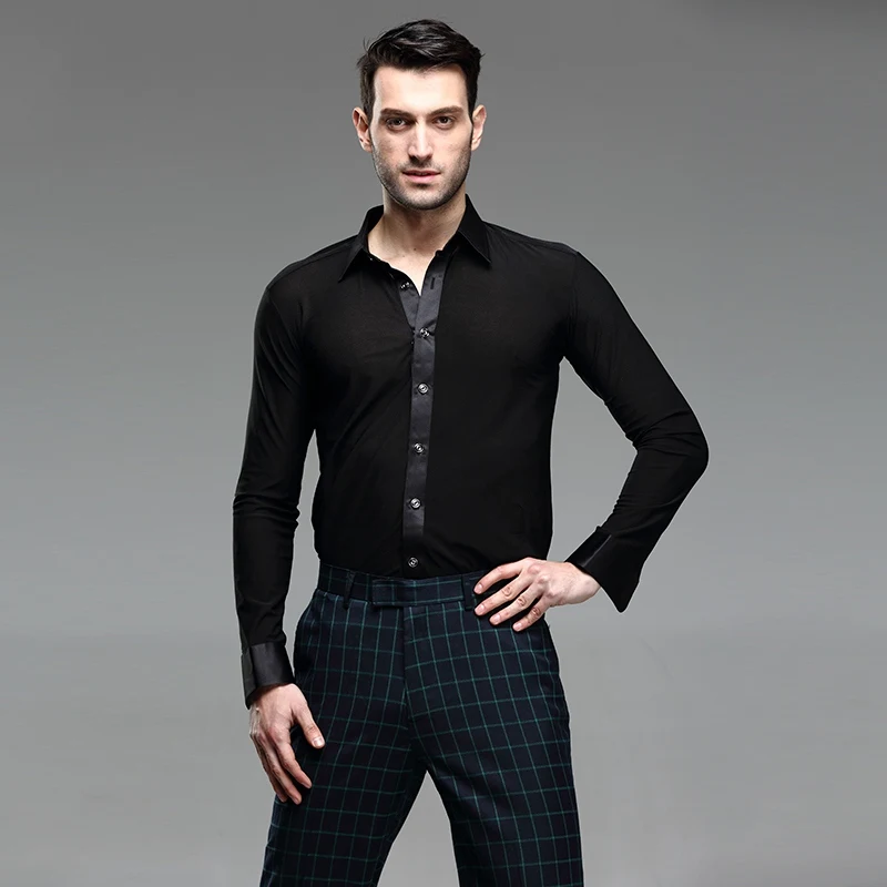 Black lapel Новинка, Fantasia, топы для латинских танцев, мужские топы для йоги, бальных танцев, сальсы, Танго, самбы, Одежда для танцев, стандартные топы, Мужская Профессиональная Одежда для танцев - Цвет: Black lapel