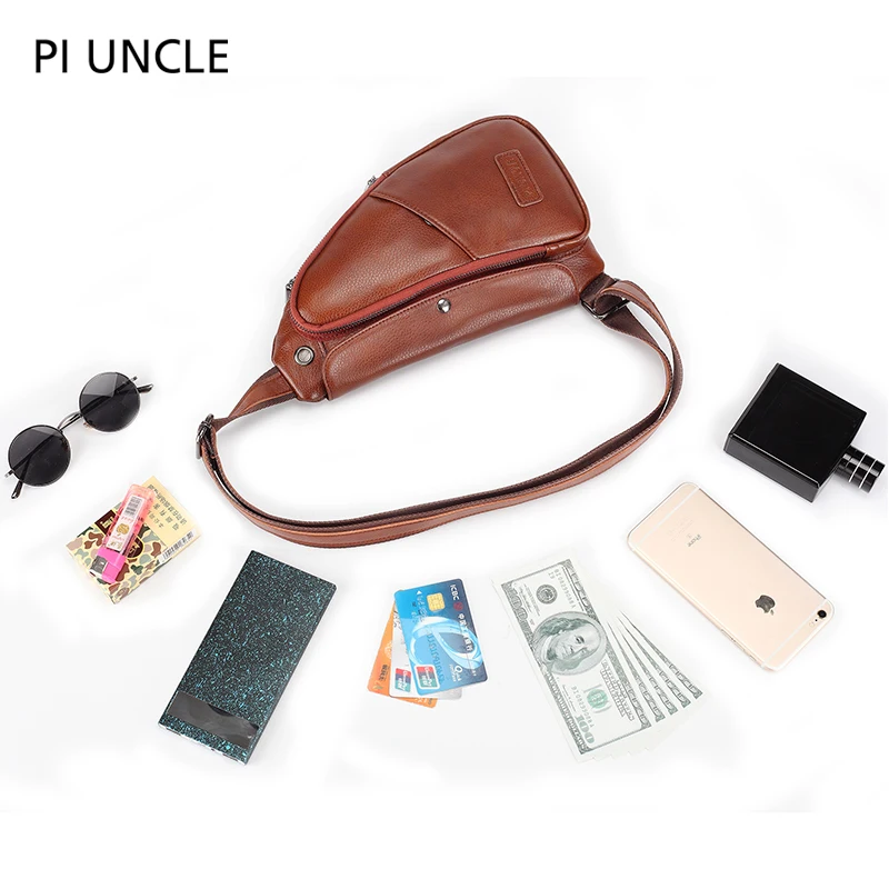 Повседневная модная дорожная Маленькая мужская нагрудная сумка из коровьей кожи