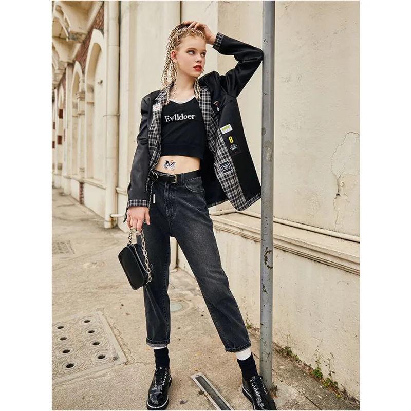 Весна-Осень 2020 клетчатые Куртки модные женские блейзеры с вышивкой | Женская