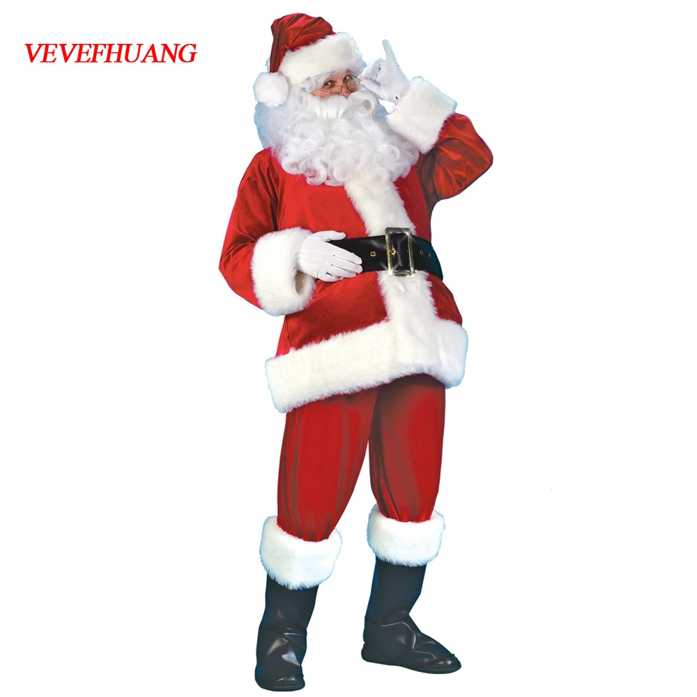Рождественский костюм Санта Клауса для взрослых VEVEFHUANG плюшевая одежда отца