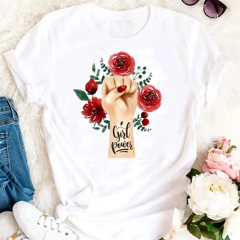 

Women New Harajuku Female Summer Sweet Printing Flower Floral Trend Cartoon Tshirts Fashion Clothes Graphic T Top Lady Print Tee