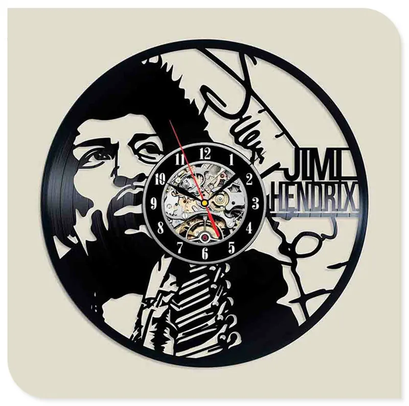 38 Jimi Hendrix 3D ручной работы художественное зеркало настенные часы виниловая запись наклейка для стены в виде часов домашний декор поддержка Прямая - Цвет: 38