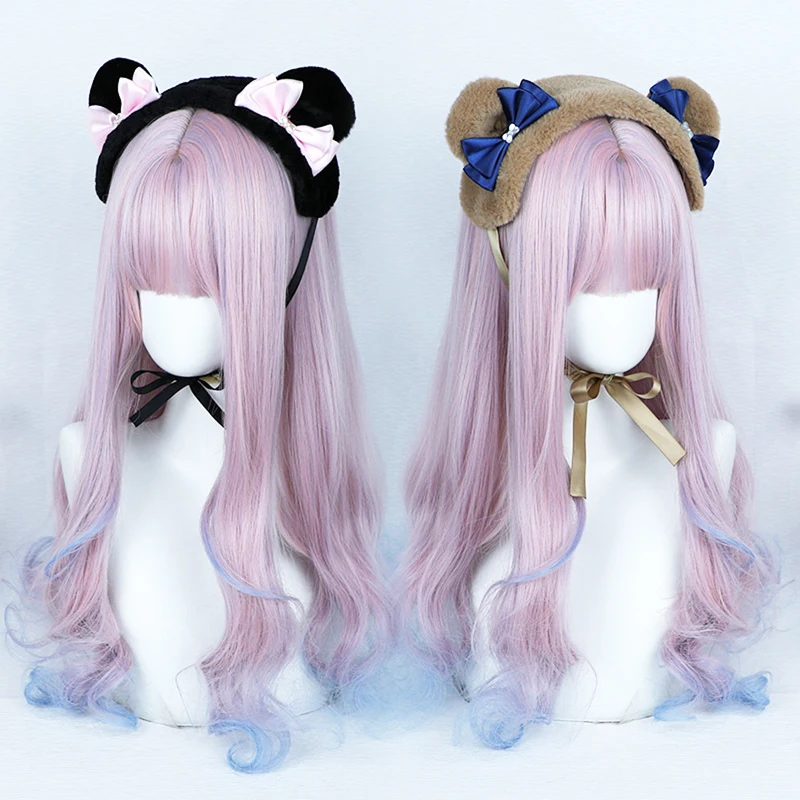 

Cute Plush Bear Ears Headband Sweet Lolita Lace Ribbon Bowknot Hairband Female Headdress Japanese Girls Cosplay Hair Accessories