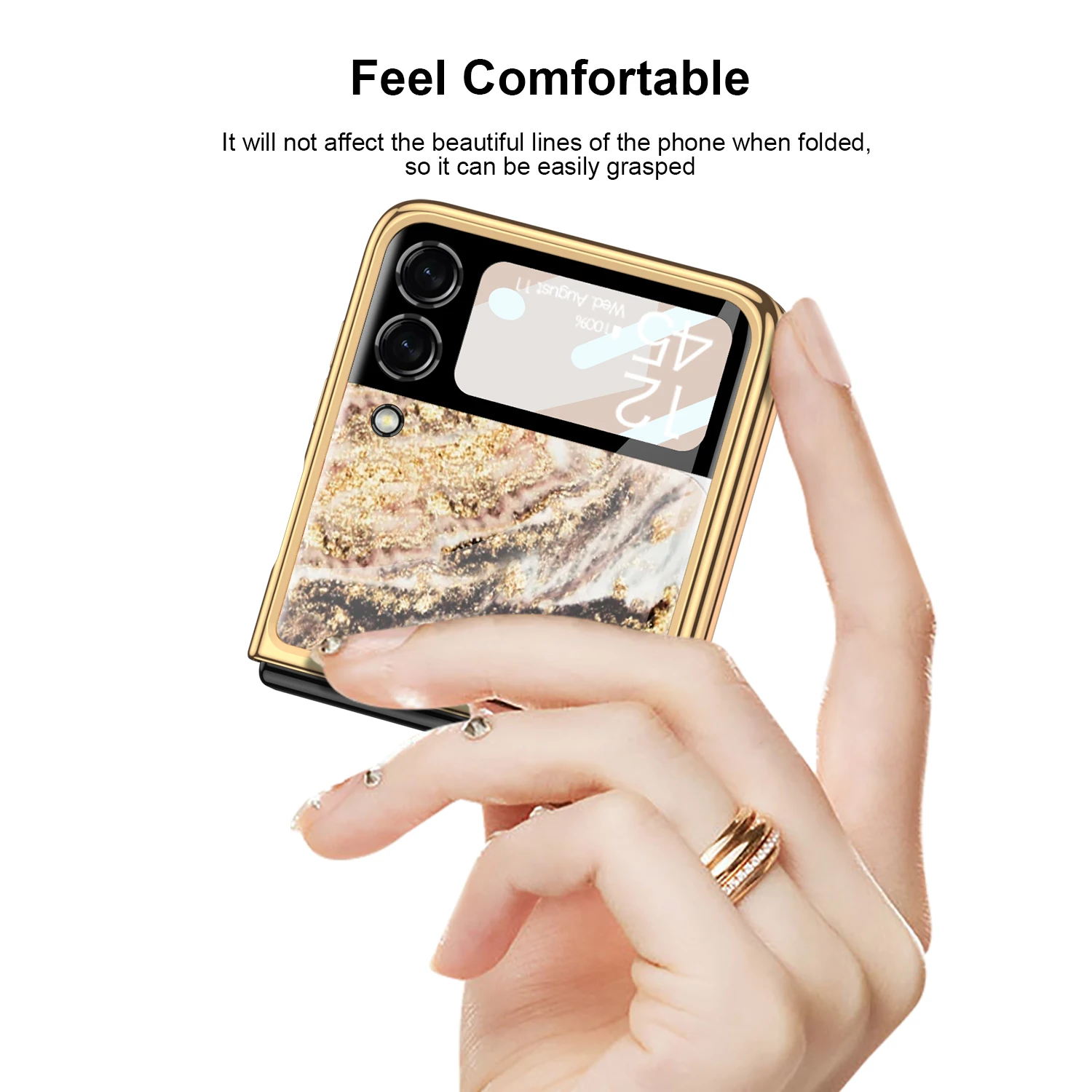 plating tempered glass phone case for samsung galaxy z flip3 5g flip case cover marble scratch proof shockproof anti knock shell free global shipping