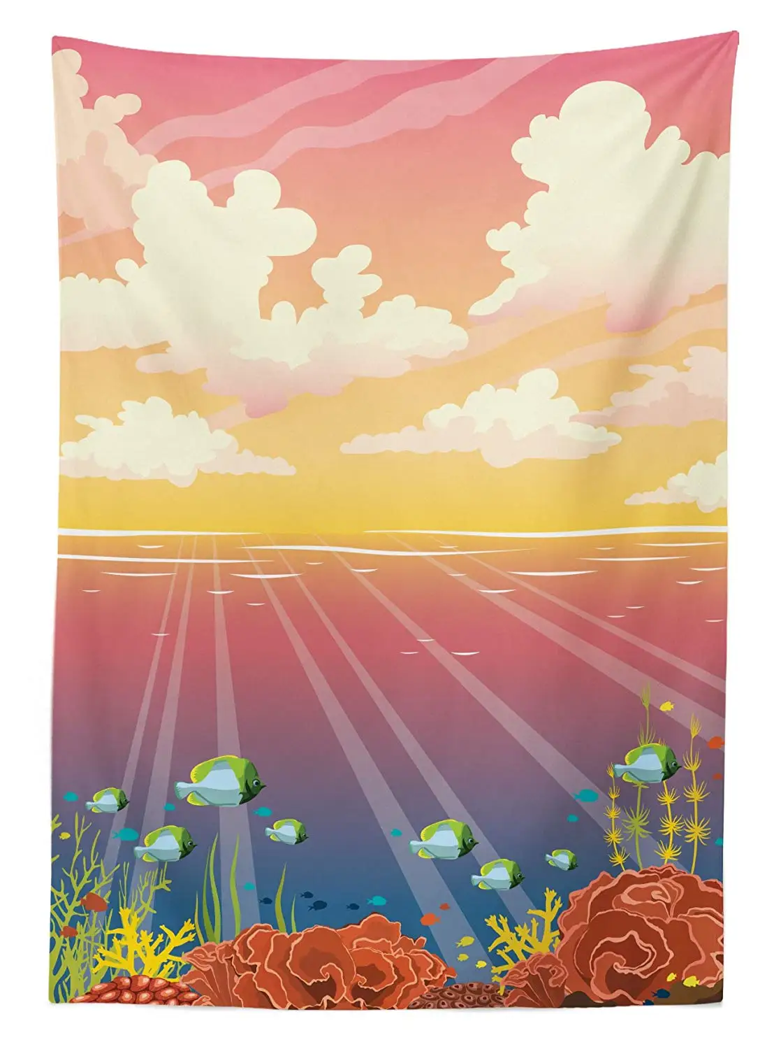 Морская скатерть подводный морской дикой природы дизайн школы рыбы плавание в