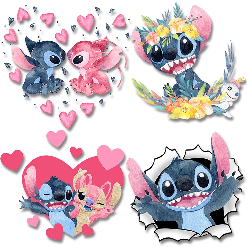 

Disney Lilo & Stitch pictures Vinyl Sticker For Clothes heart iron on patch easy to use firm and fadeless stickers