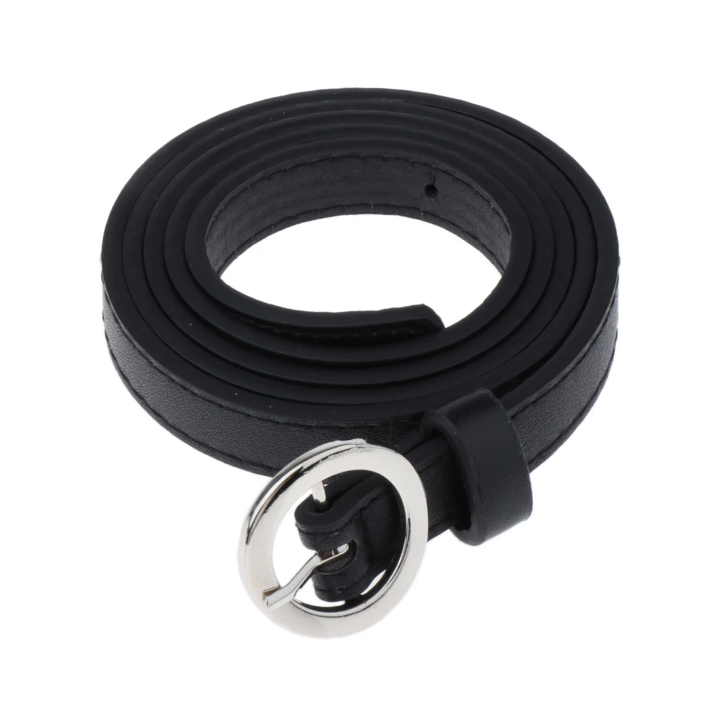 

Unisex Women Mens Fashion PU Leahter Belt with Round Ring Buckle Waistband